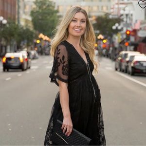 ⭐️SOLD⭐️Black Lace Mesh Overlay Maternity Maxi Dress
